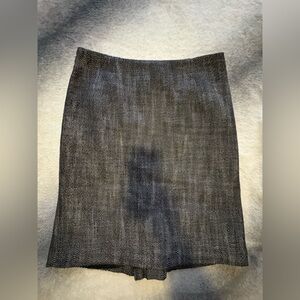 (B2) Banana Republic Black White Tweed Back Pleat Career Office Pencil Skirt 6